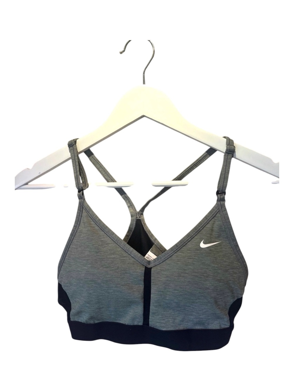 Nike Indy Sports Bra V Neck Gray Black Size Small